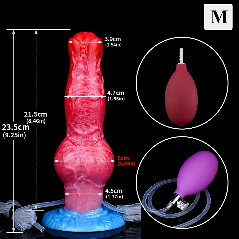 ASHBURN Squirting-Inflatable Fantasy Knot Dildo for Women Men with Quick Release Valve Stretch