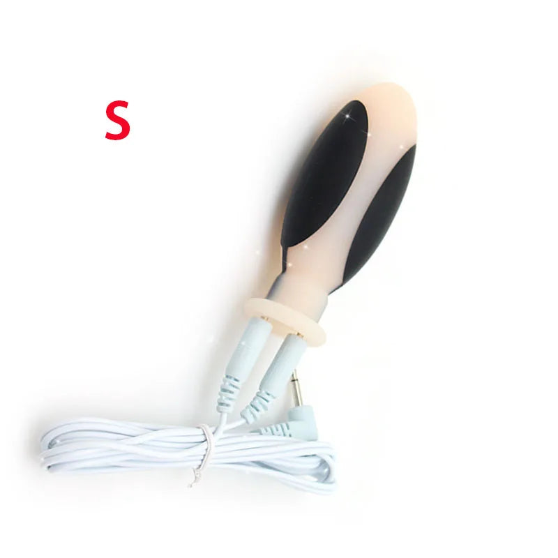 ASHBURNS Electro Shock Anal Butt Plug Electric Nipple Sucker Clamps E-stim Penis Plug Ring Cock Cage SM Chastity Couple Sex Medical Toys