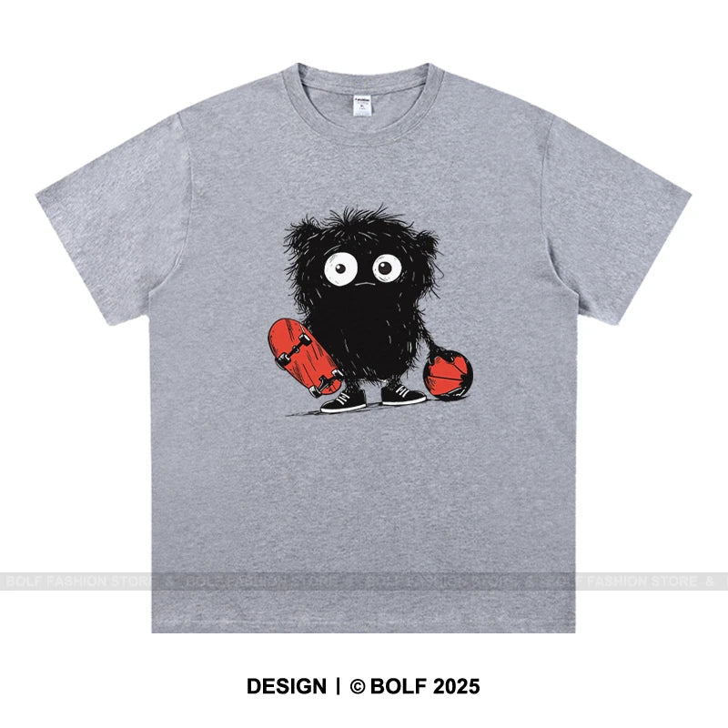 Anime Sketch Printed Men's T-Shirt 100% Cotton Oversized Kawaii Graphic Tees for Men Cute Japanese Streetwear