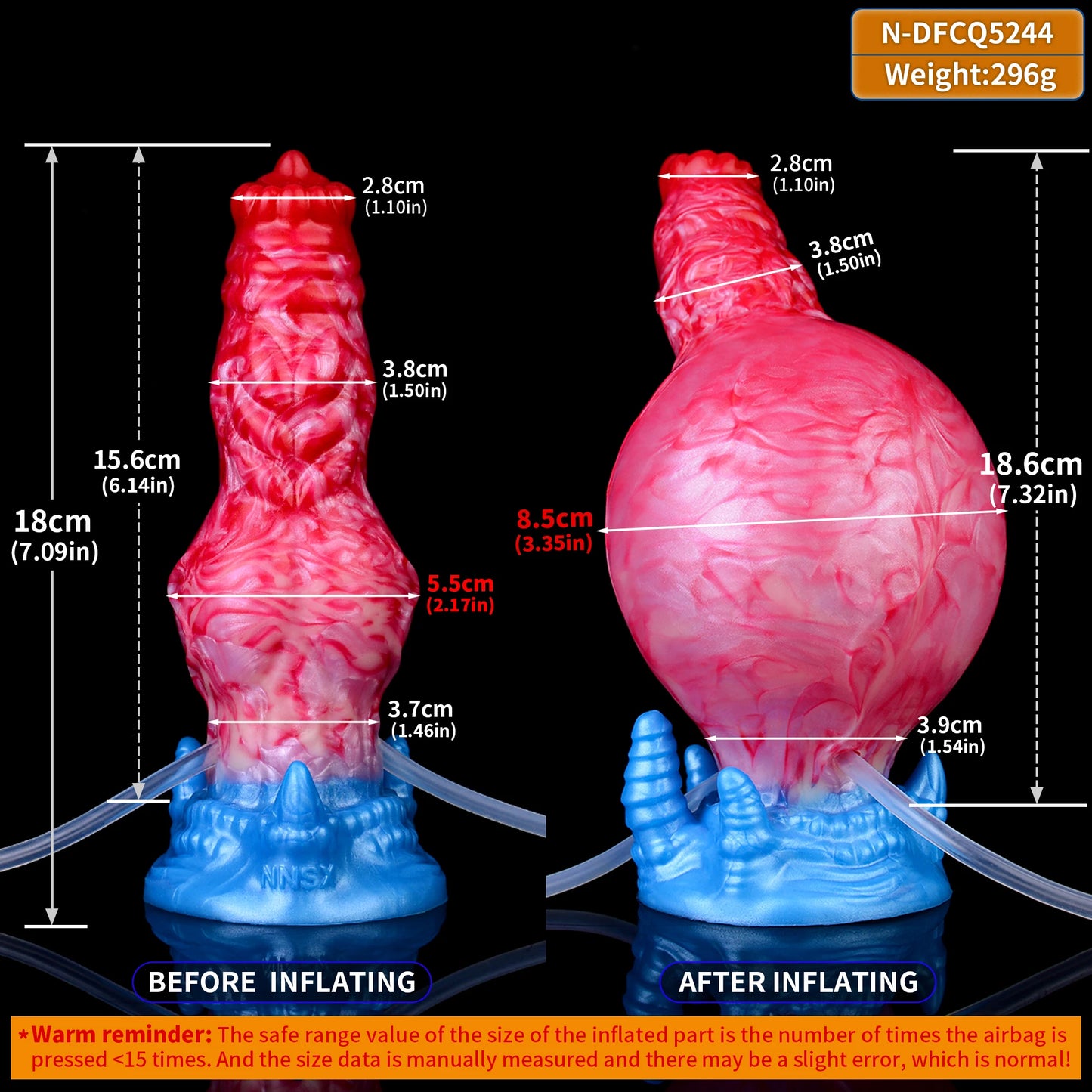 ASHBURN Ejaculation Inflatable Big Knot Penis with Squirting Function Strong Sucker