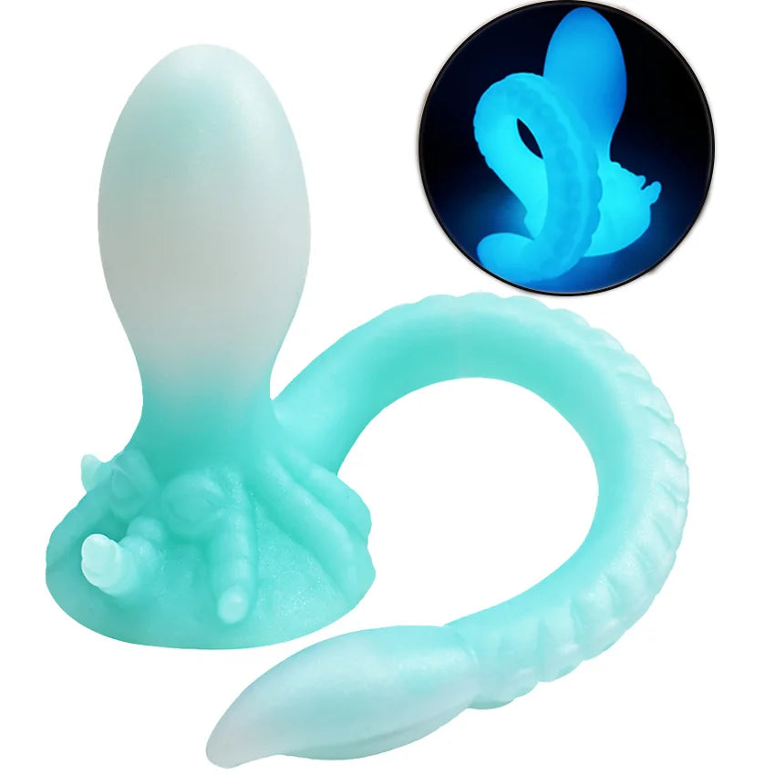ASHBURN Luminous Anal Plug Dildo Stimulate Anus and Vagina Butt Plug Masturbator Soft Long Penis Anal Dilator Sex Toys for Women and Men