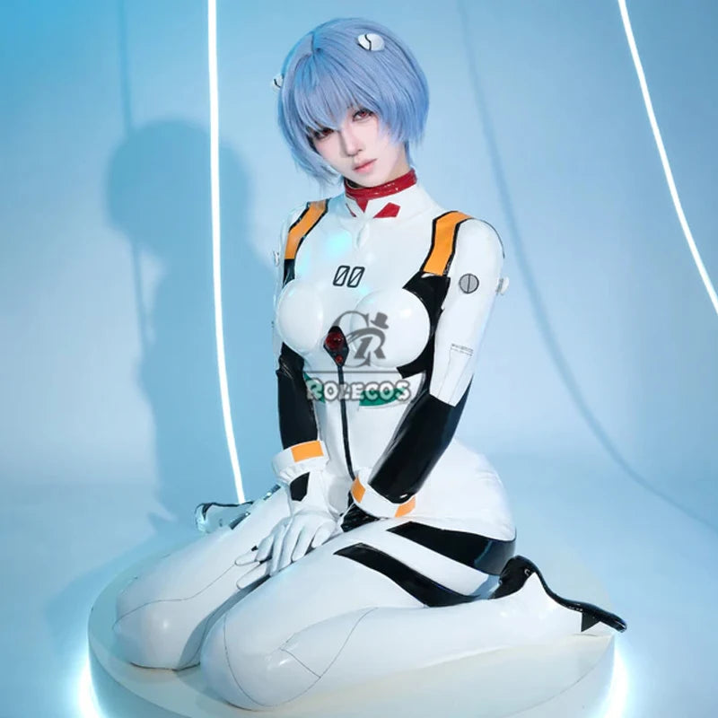 ROLECOS EVA Ayanami Rei Combat Suit Cosplay Costume Ayanami Rei Costume Halloween Carnival Party Women Jumpsuit Outfit Fullset