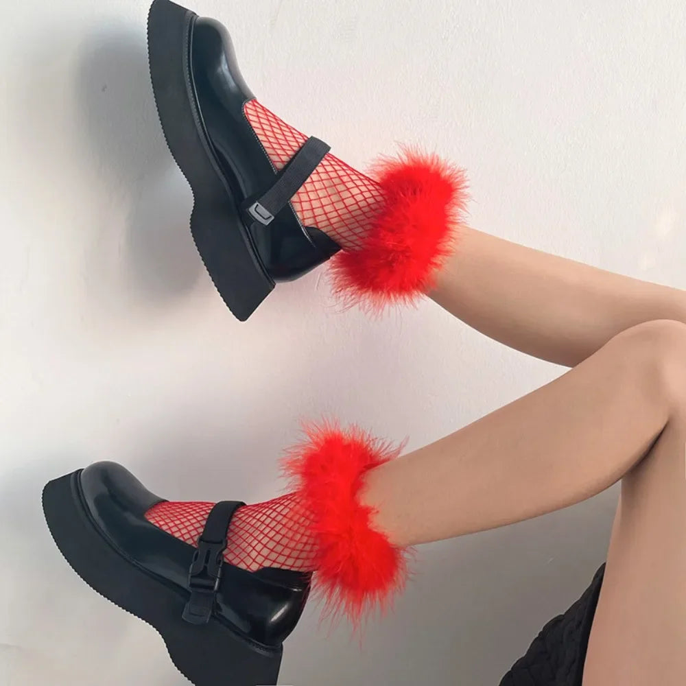 ASHBURN™ Feather Fishnet Mid-Tube Socks – Ruffle Fantasy Edition