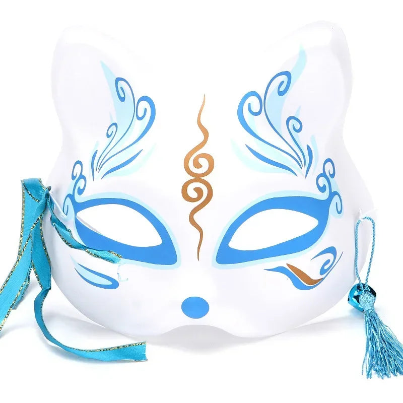 Fox Mask Japanese Cosplay Mask Half Face PVC Kabuki Kitsune Masks Masquerade Anime Cosplay Cat Mask Rave Festivals Party Props