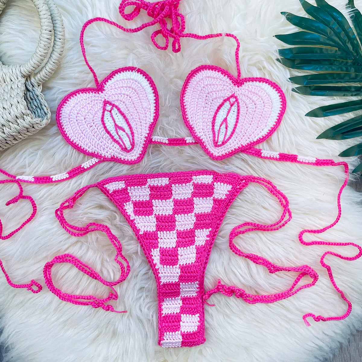 Lady's Custom Crochet Bikini Set Teddy Bear Bathing Suit Ties Bikinis Women Handmade Swimsuit Brazilian Swimwear Women Biquini