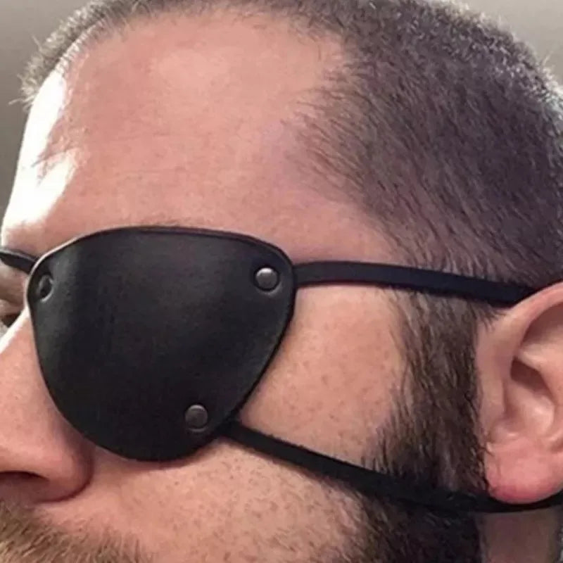 Medieval Steampunk Viking Knight Pirate Vintage Black Faux Leather Eye Patch Halloween Costume Accessories Cosplay Props