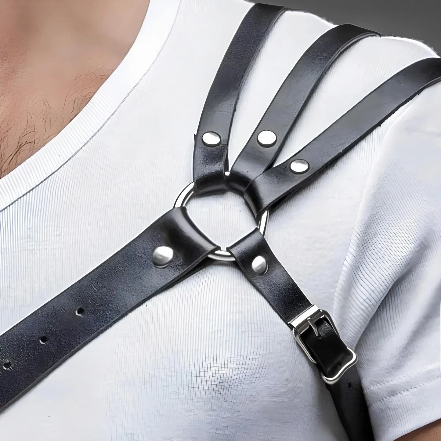 One Shoulder Men's Harness PU Leather Gay Men Chest Harness Bondage Black Leather Men Accessories Upper Erotic Body Men Harness