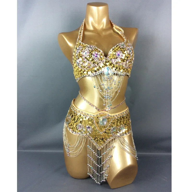 Beaded Sequins Wired bra+bottom