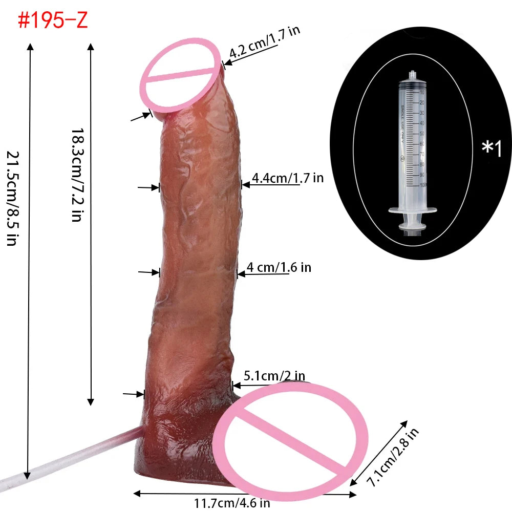 ASHBURN™ Squirting + Silicone Thick Ejaculation Realistic Dildo With Sucker – Mixed Silicone Power Toy