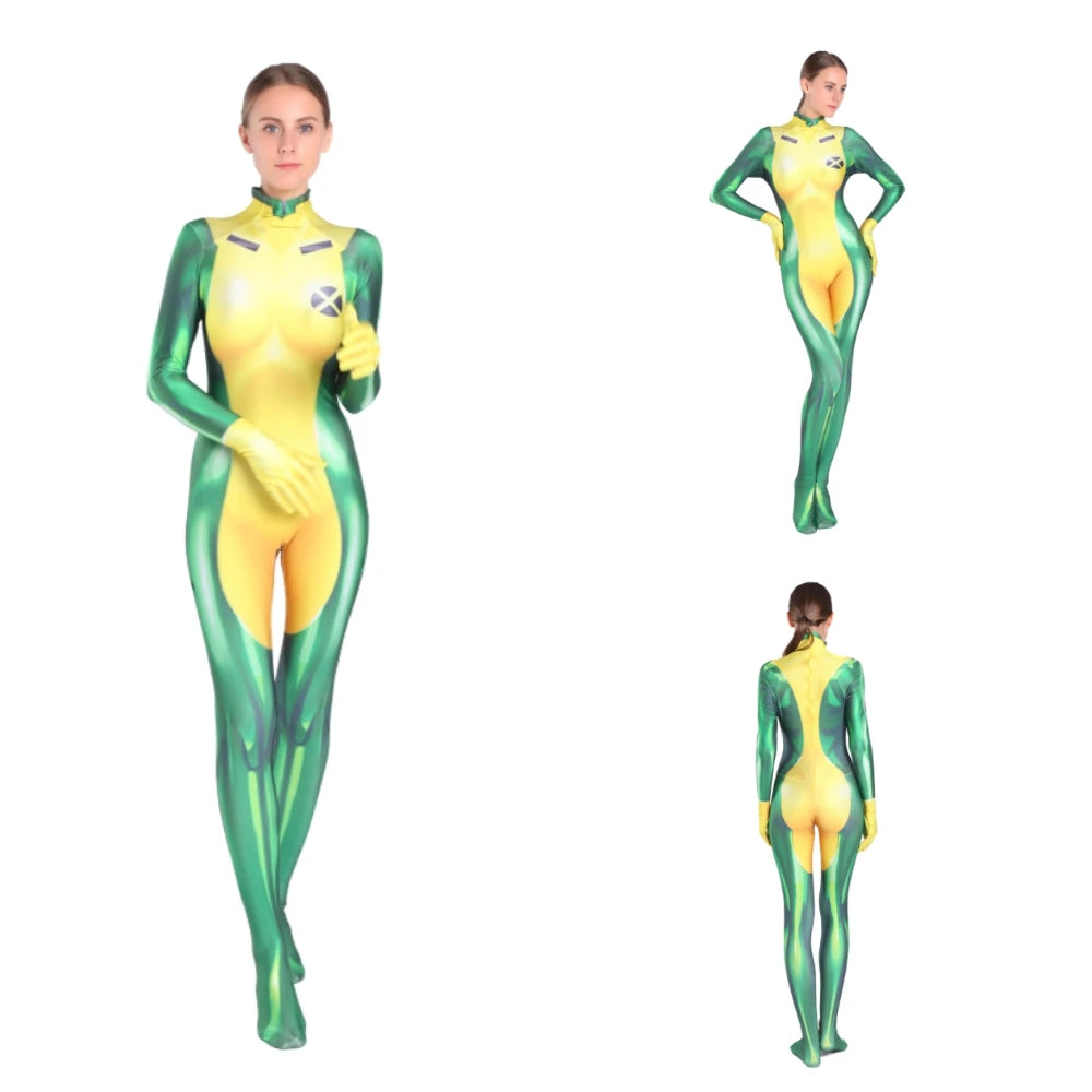 Anna Marie Rogue Cosplay X Men Cosplay Bodysuit 3D Printing Costume Adult Zentai Suit Halloween Party Costume Women Girls