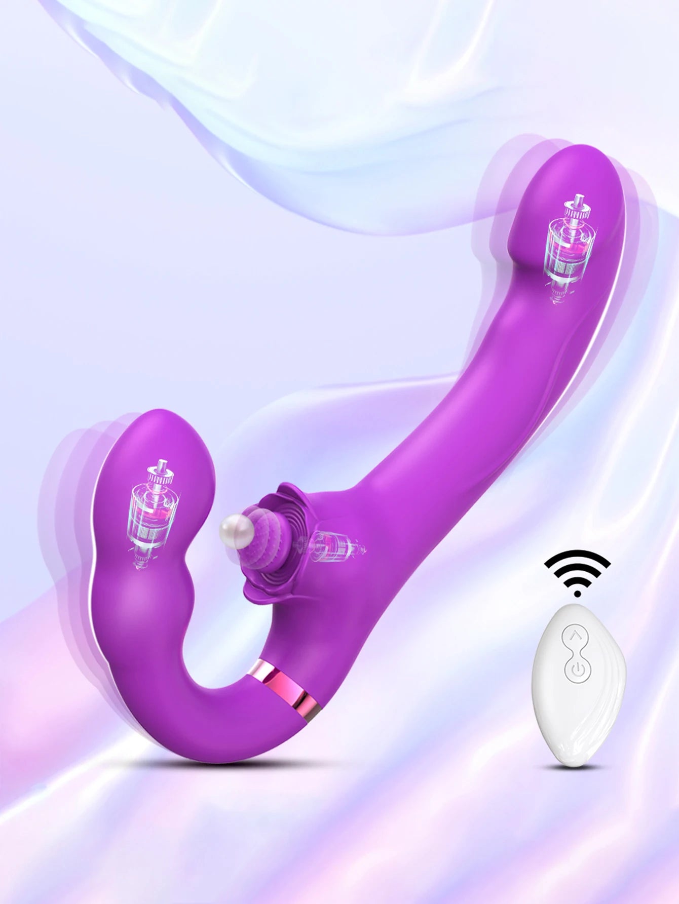 Strapless Strapon Dildo Vibrator 3 in 1 Sex Toys for Adult Double Penetration Anal Plug Anal Beads Vibrators for Women Lesbian