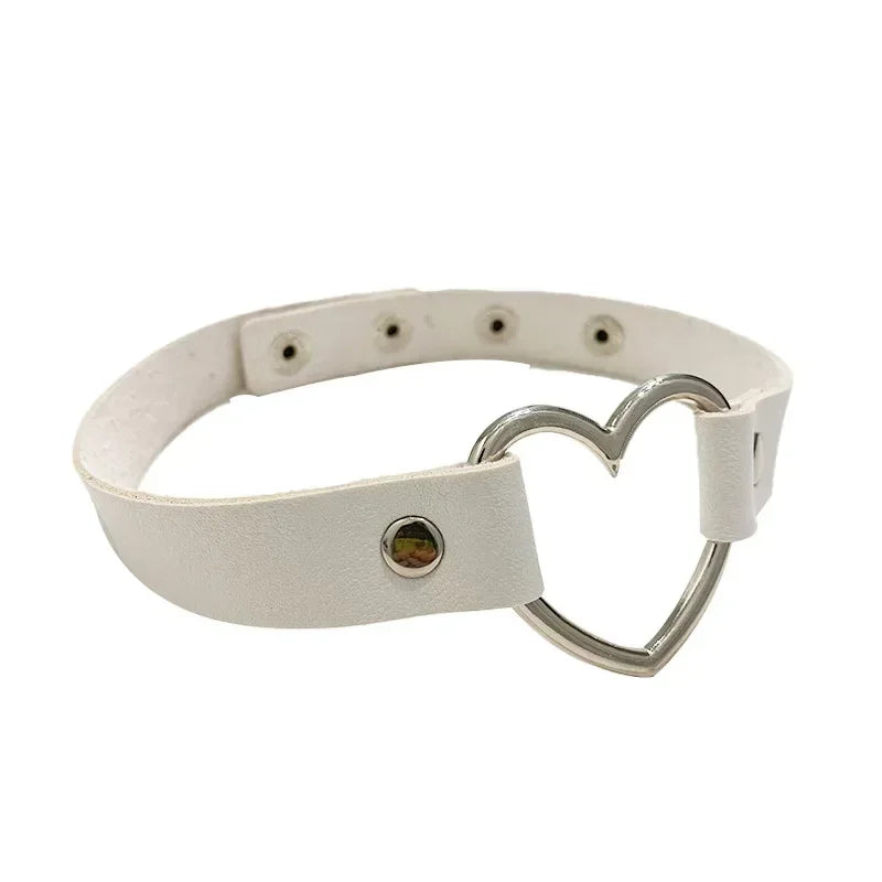 Sexy PU Leather Peach Heart Chain Collar BDSM Bondage Slave Body Harness Necklace Sex Toys for Couple Game