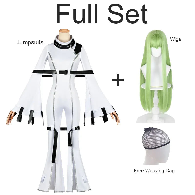 2025 Code Geass CC Cosplay Costume And Wigs Lelouch Of The Rebellion C.C. Jumpsuits Hangyaku No Lelouch Queen CC Straitjacket