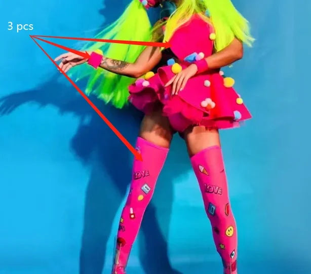 Show Performance Dress Costumes Fluorescent Children's Day Gogo Braid Luminous Women Dancer Handball Props