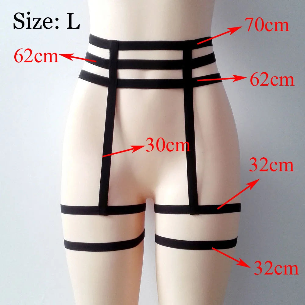 Elastic Cage Chain Suspender Strap Hollow Leg Garter Belt Harness