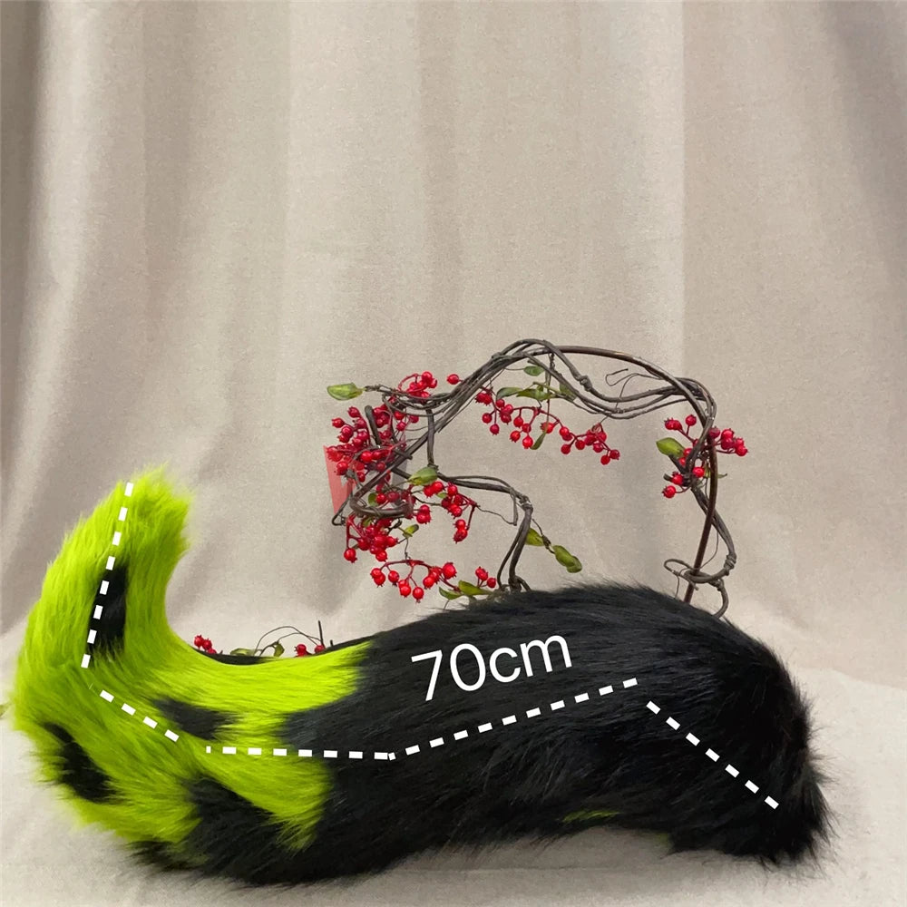New Hand Made Work Halloween Blond Red Wolf Wolves Ears Hairhoop Headwear Tail Black Green Costume Accessories Custom Made