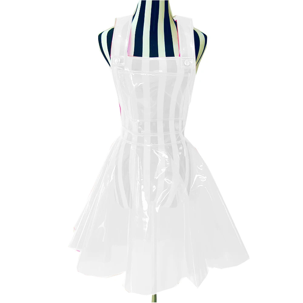 Women Plastic PVC Dress See Through A Line Transparent PVC Clear Dress Waterproof Dress Sexy Costume Gothic Sheer dress S-7XL