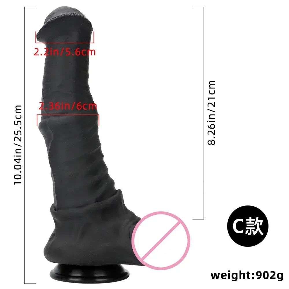 Black Horse Super Large Vestibular Anal Masturbation Device Simulated Penile Silicone Soft Sex Toy