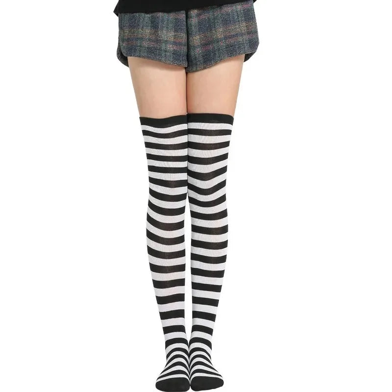 Hot New Cute Sock Stockings Women's Japanese-style Blue White Stripe Knee Legs Sock COSPLAY Anime WOMEN'S Sock