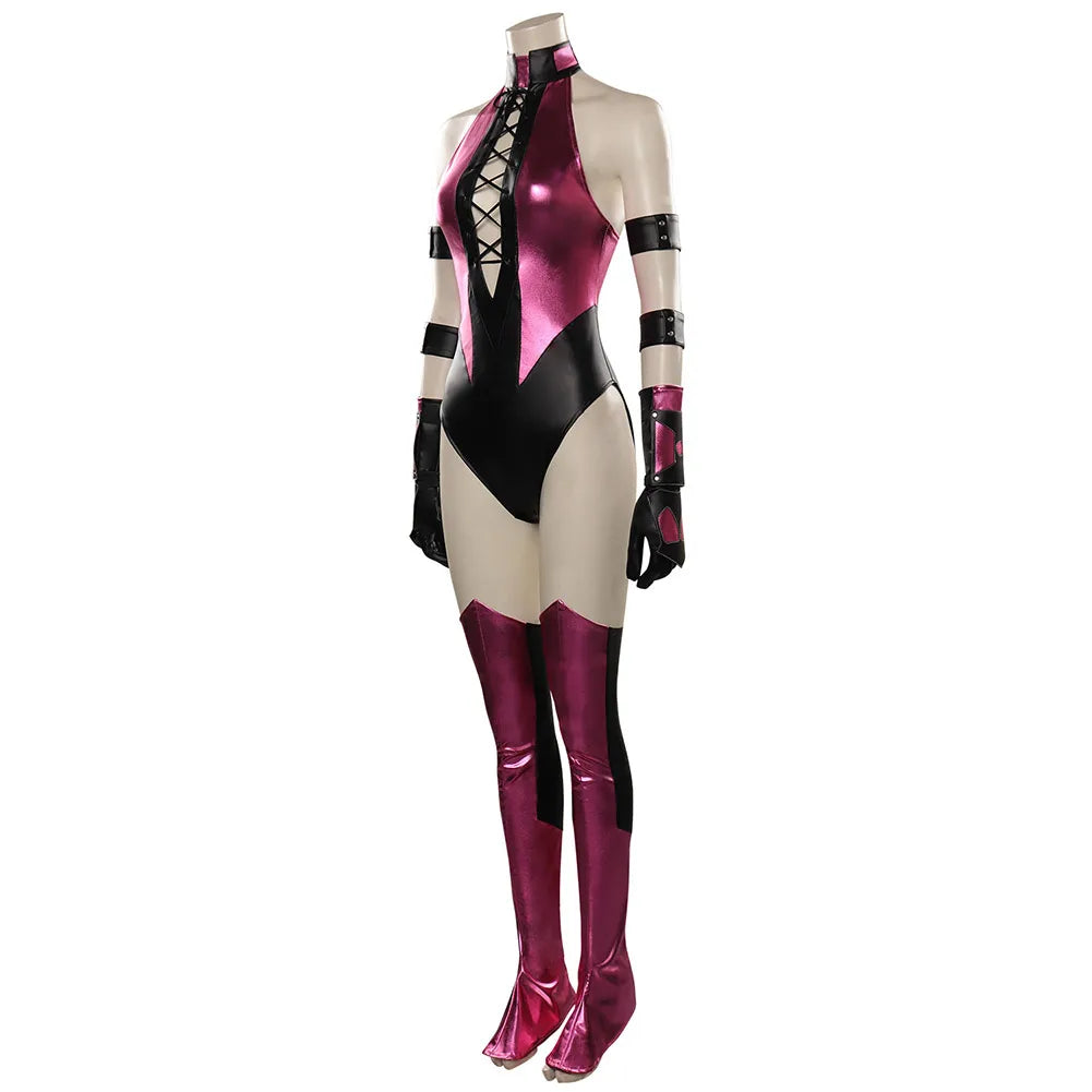 Mileena Cosplay Sexy Jumpsuit Legcover Anime Game Mortal Kombat Costume Women Girls Halloween Party Clothes For Ladies Role Play