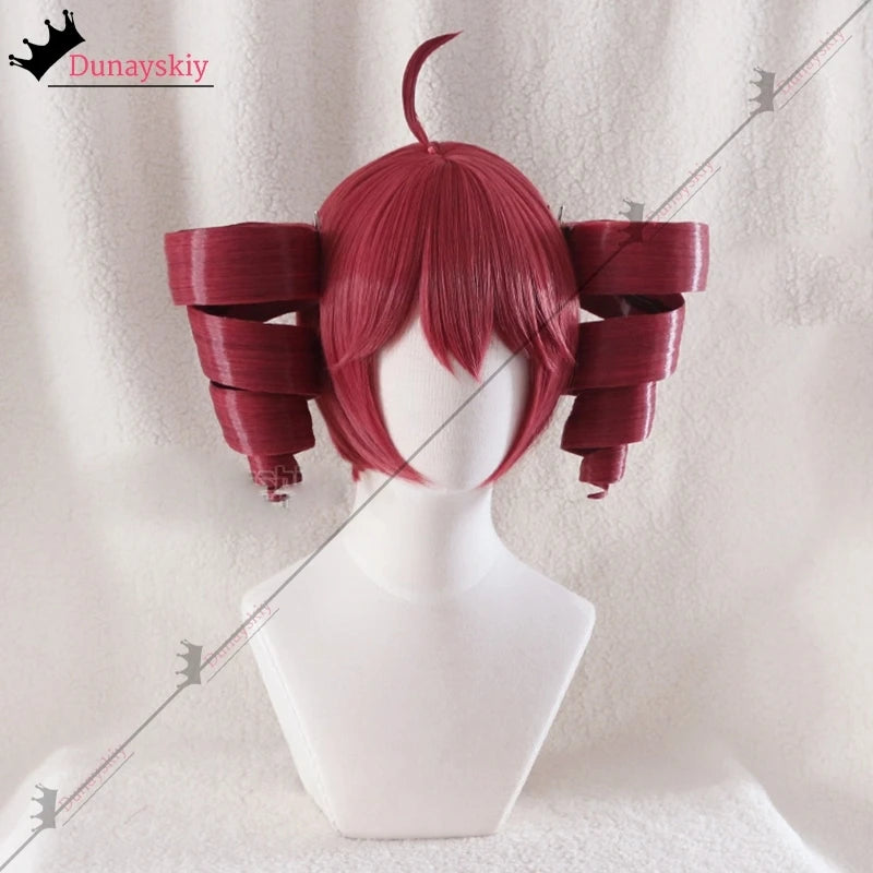 Anime Kasane Teto Cosplay Costumes Women Cute Red Ponytail Wig High Heat Resistant Hair Teto Role-playing Wig Long Curly Hair