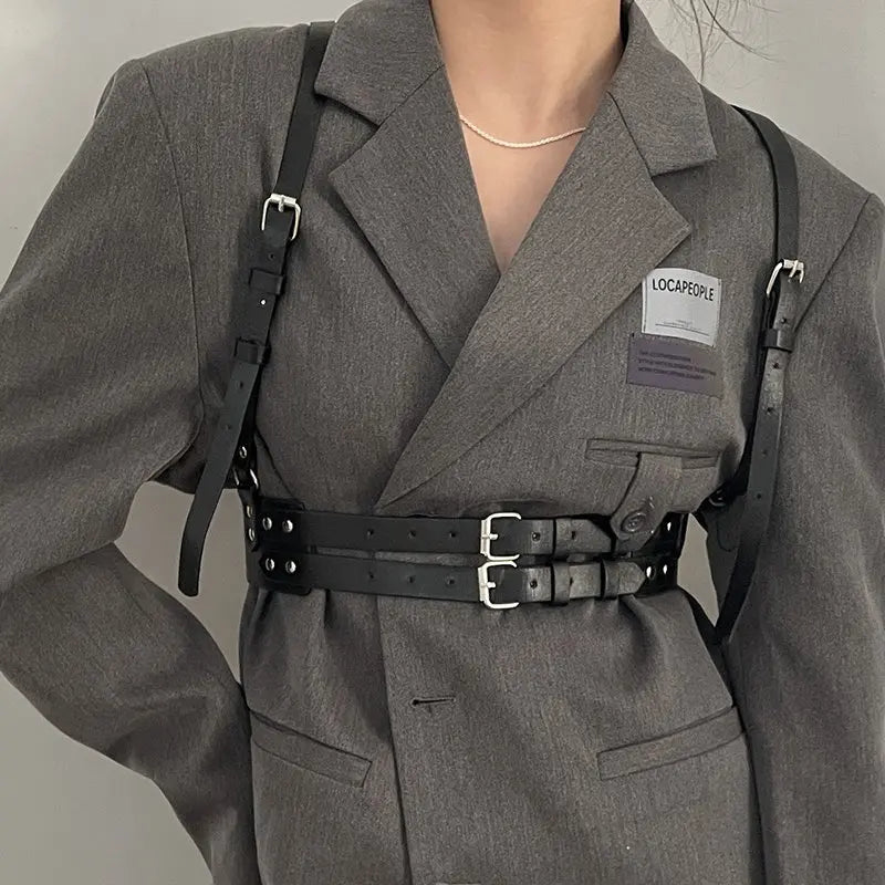 Women Fashion Harness Pu Leather Studded Decor Harness Adjustable Harness Belt Gothic Harness Bondage lingerie chest harness
