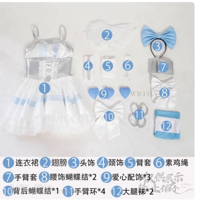 Panty & Stocking Anarchy With Garterbelt Cosplay Costume Lolita Angel Dress Wigs Women Outfits Halloween Role Play Customized