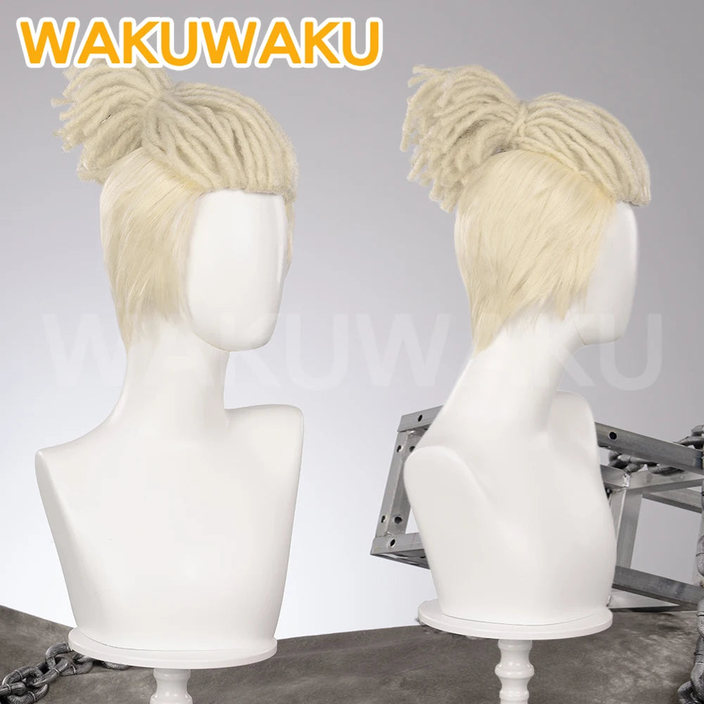 IN STOCK Ekko Wig Game Arcane Cosplay WakuWaku Men Blond Dreadlock Short Hair Ekko Cosplay LOL Free Wig Cap