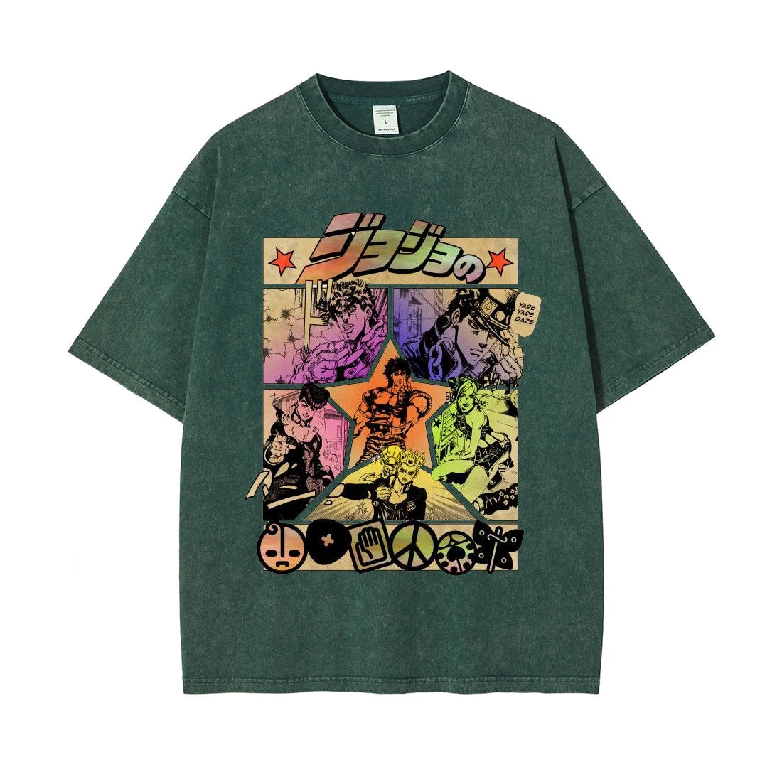 Men Tees Jojo's Bizarre Adventure Anime Washed T Shirt Oversized Graphic T-Shirts Manga Gift for Lover Y2k Tops Man Clothing