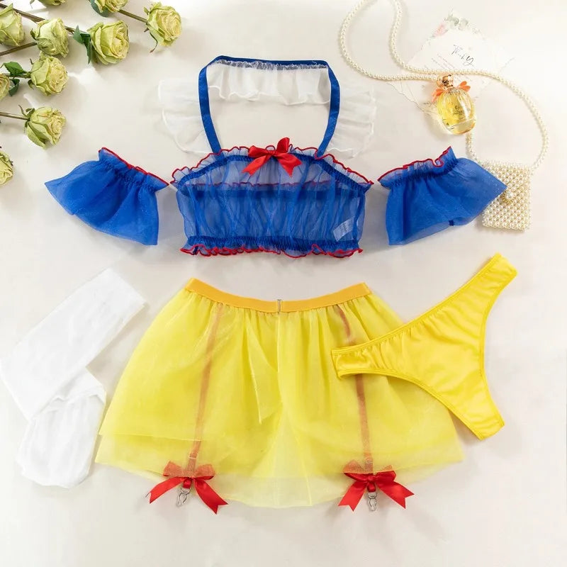 Sexy Lingerie Sexy Uniform Maid Outfit Erotic Cosplay Sexy Costume For Women Transparent Mesh Role Play Outfit Garter