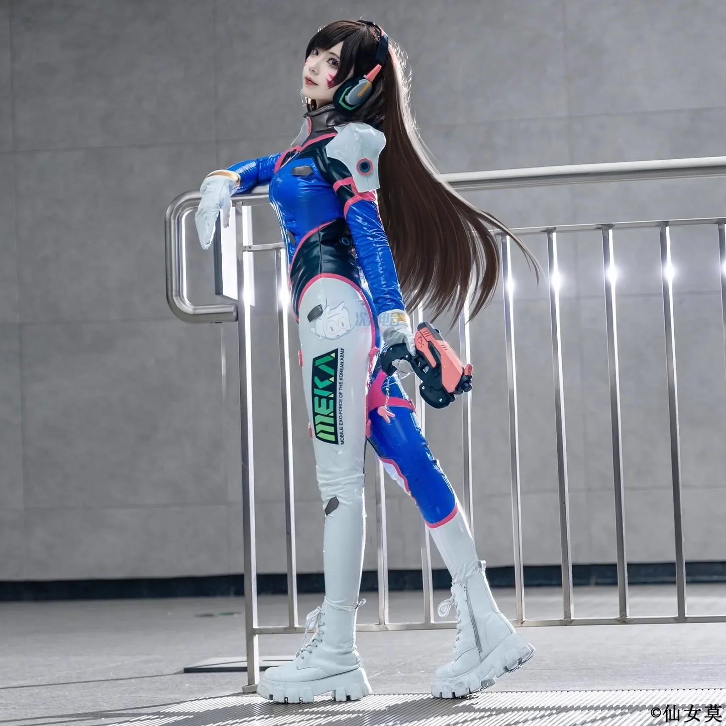 Game Overwatch Dva Song Hana Cosplay Costume Women Cute Elasticity Leather Jumpsuit Zentai Suit Halloween Carnival Party Clothes
