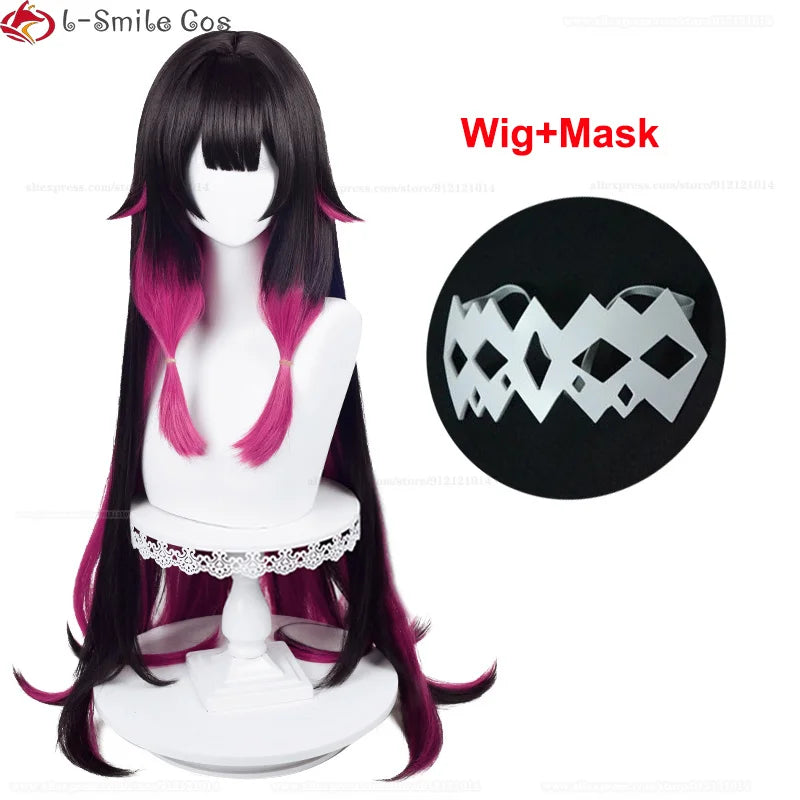 Game Fatui Cosplay Columbina Wig 105cm Long Gradient Heat Resistant Synthetic Hair Anime Party Wigs + Wig Cap