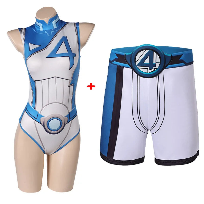 Susan Storm The Thing Cosplay Beach Blue White Suits Shorts Pants Movie Rivals Roleplay Bikini Costume Outfits Halloween Clothes