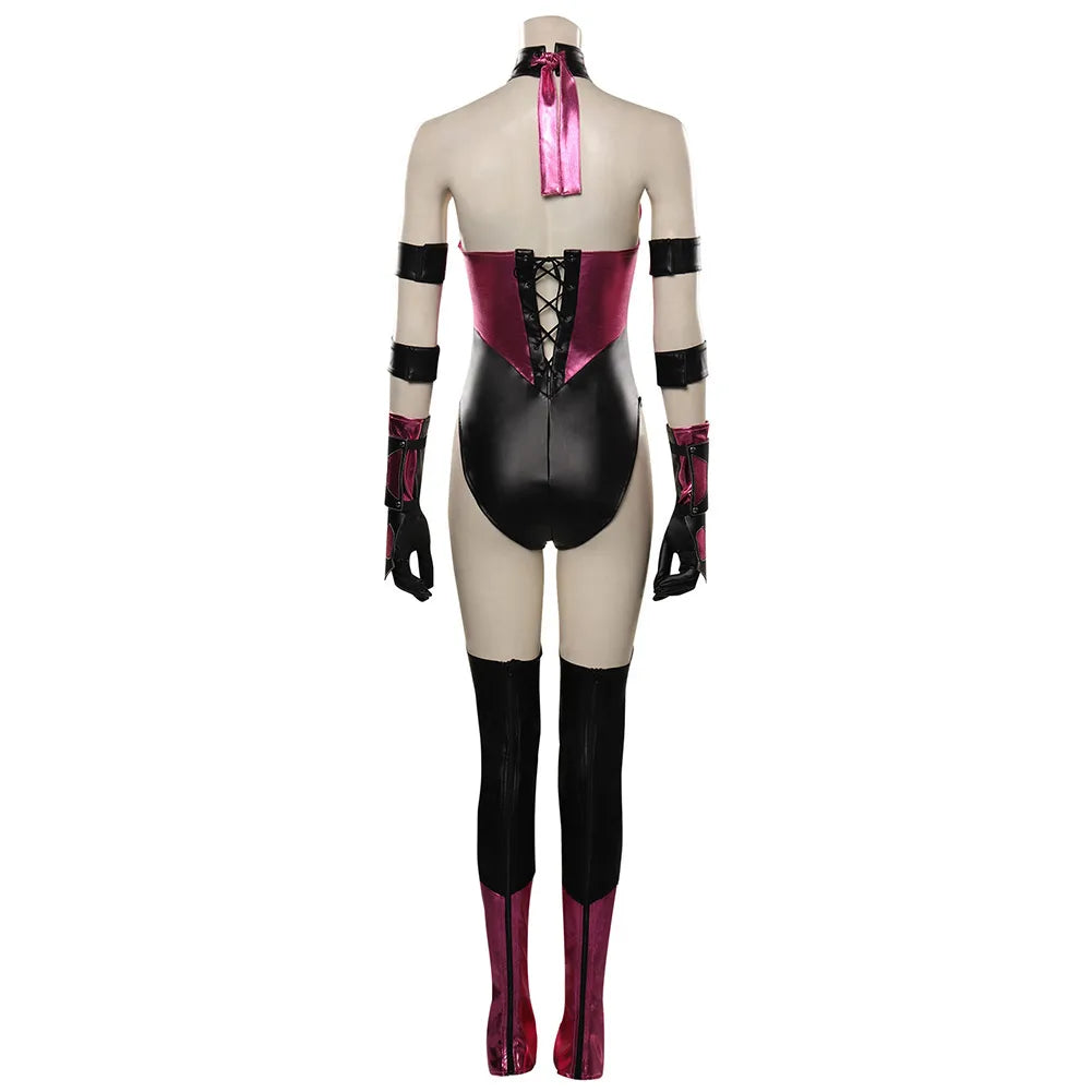 Mileena Cosplay Sexy Jumpsuit Legcover Anime Game Mortal Kombat Costume Women Girls Halloween Party Clothes For Ladies Role Play