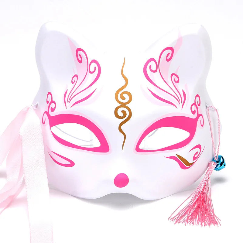 Fox Mask Japanese Cosplay Mask Half Face PVC Kabuki Kitsune Masks Masquerade Anime Cosplay Cat Mask Rave Festivals Party Props
