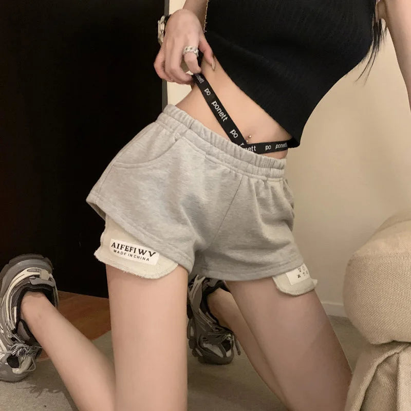 2025 Summer New Women's Casual Sports Shorts High Waist Design Letter Bandage Y2k Shorts Hot Pants