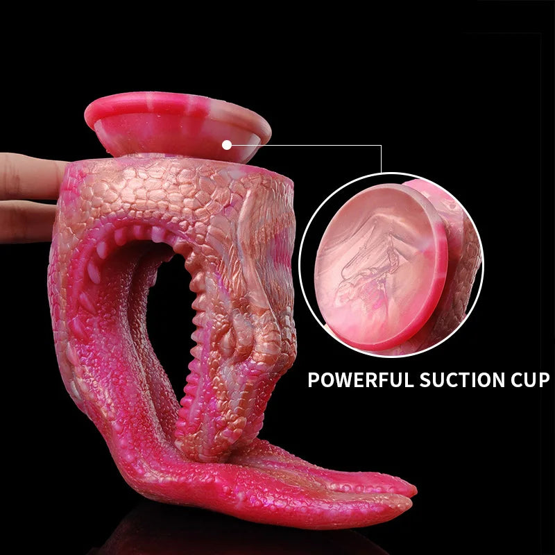 Ashburn Double monster With Suction Cup Realistic Dragon Tongue