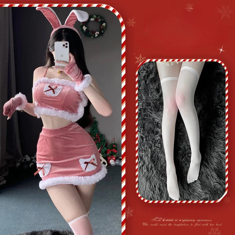 Christmas Sexy Lingerie Dress Sweet Bunny Girl Costume Rabbit Woman Set Cosplay Costume Role Play Uniform Stage Performance Set