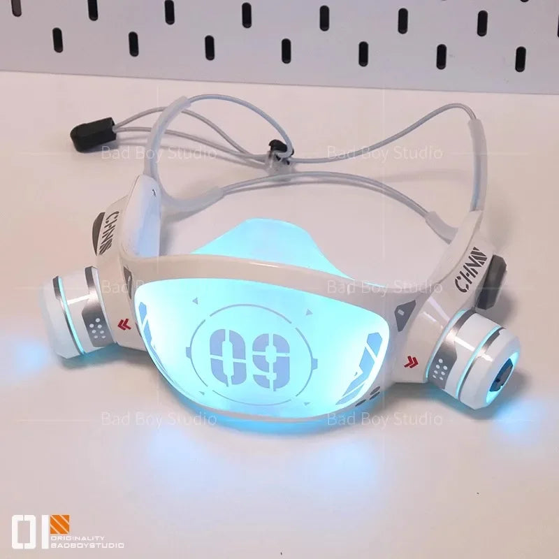 Anime Cyberpunk Cosplay Light Mask Accessories For Women Music Festival Party Masks Sci-fi mechanical mechs Mask Halloween Masks