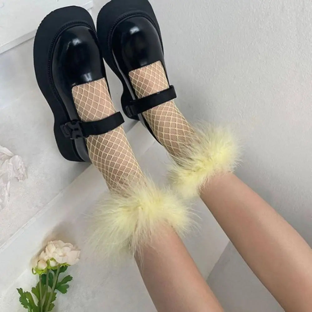 ASHBURN™ Feather Fishnet Mid-Tube Socks – Ruffle Fantasy Edition
