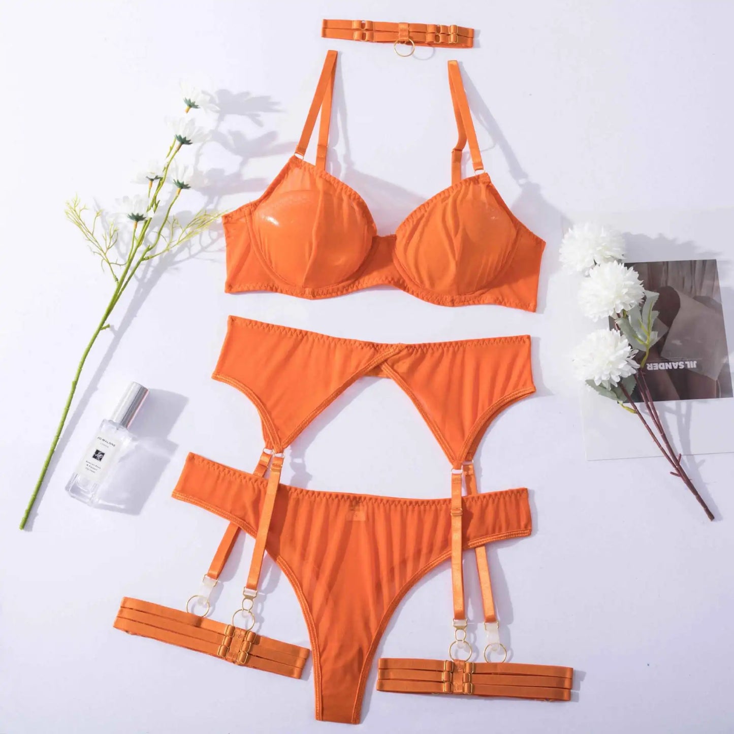 Ashburn Sexy Erotic Lingerie Underwear Bra Garters Brief Sets -multiple colors Women's Transparent Lace Seamless Mesh See-through Underwear New