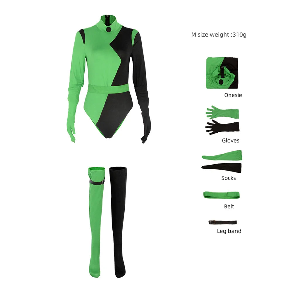 Female Shego Cosplay Costume Lingerie Women Girls Sexy Outfit Top Pants Fantasia Halloween Carnival Party Roleplay Disguise Suit
