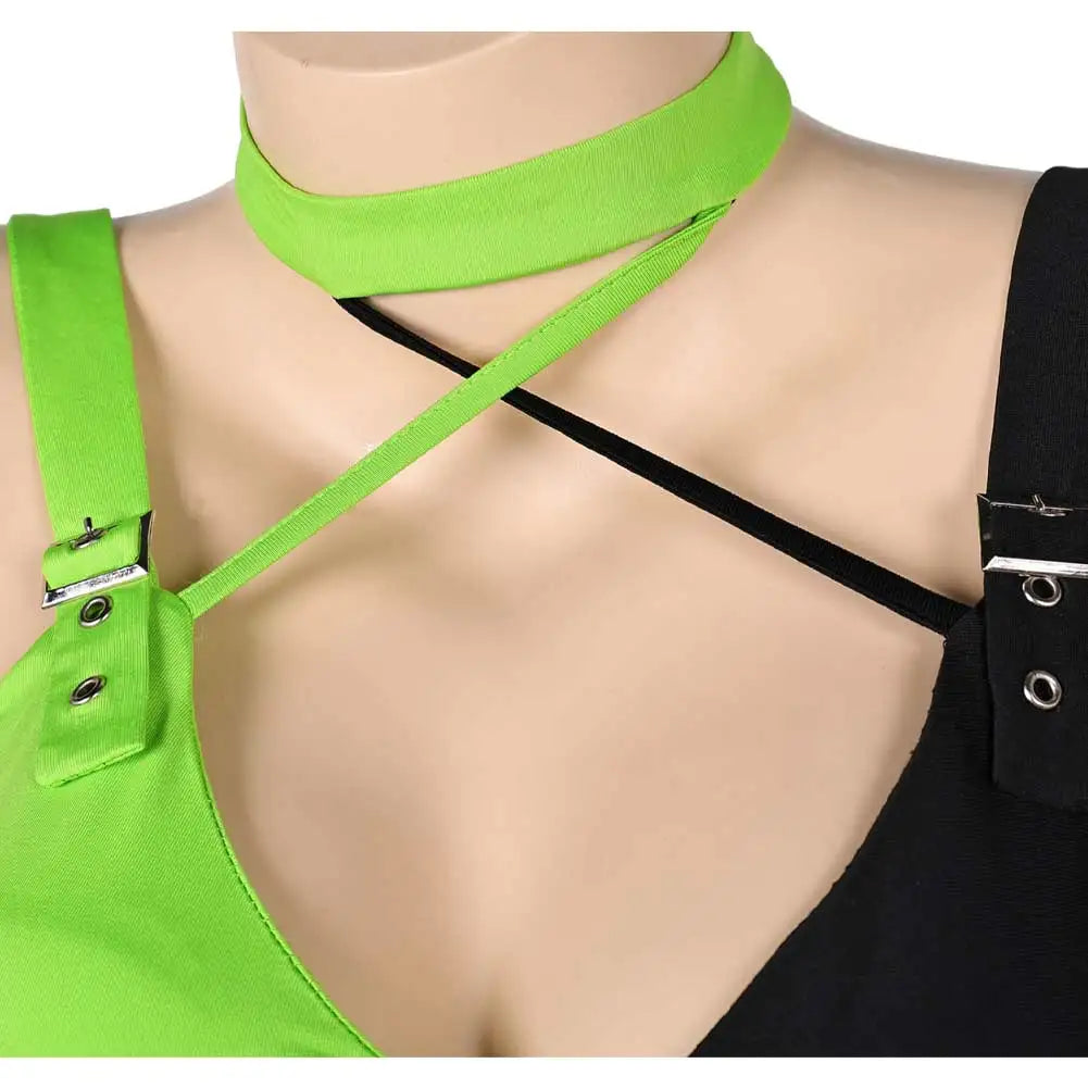 Female Shego Cosplay Costume Lingerie Women Girls Sexy Outfit Top Pants Fantasia Halloween Carnival Party Roleplay Disguise Suit