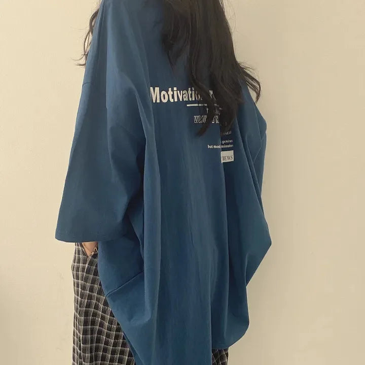 Summer Loose Fitting Long Sleeves T-shirt Women Tops Ropa Mujer Camisetas Hip Hop Tees Clothing 2024 Fashion Woman T Shirts