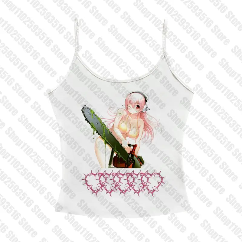 Y2k Crop Top Summer Anime Print T-shirt Women Fashion Trash Slim Harajuku Fairy Punk Streetwear Vintage Goth Aesthetic Baby tee