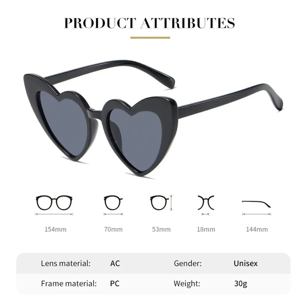 Ladies Pink Cat Eye Love Heart Sunglasses Women Retro Oversized Personality Sun Glasses UV400 Eye Protection Eyewear Goggles
