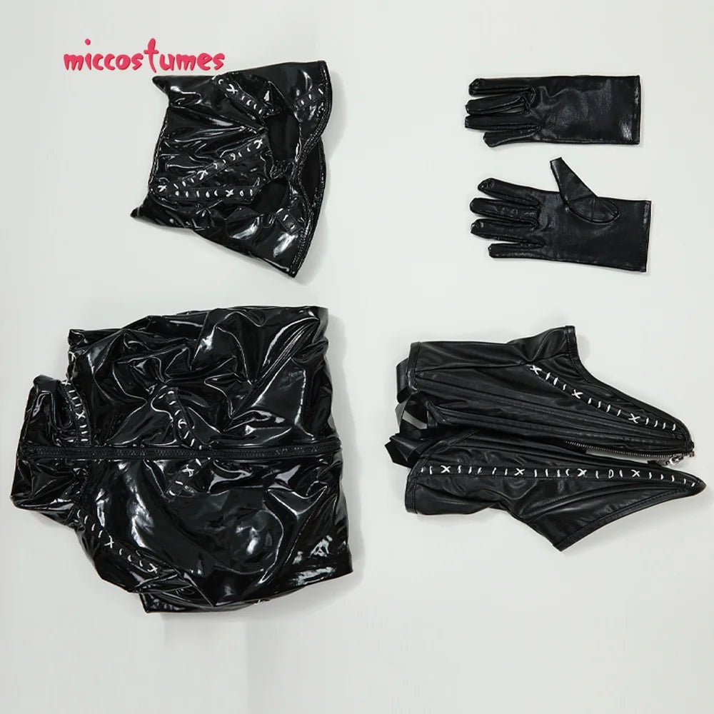miccostumes Womens Costume Anime Catsuit Cat Cosplay Bodysuit Jumpsuit Zipper Front With Corset Halloween Cosplay Costumes PVC