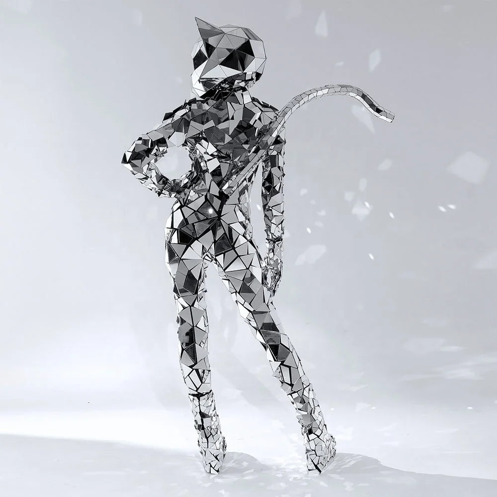 Silver Mirror Women Costume Reflective Bar Show Stage Silvery Shiny Suit Dance Sequin Bodysuit Dance Costumes Adhesive Catwoman