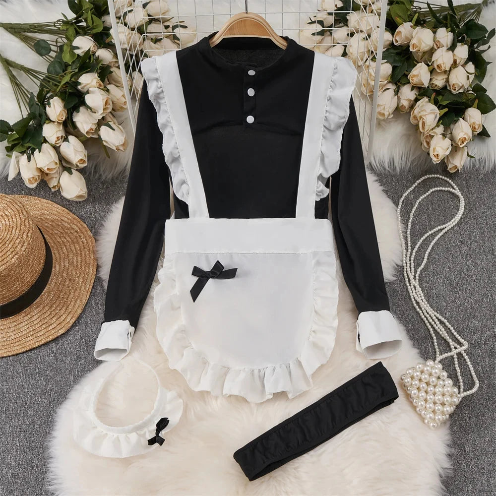 Toucheart Preppy Style Sexy Uniform Sets Women Sexy Uniform Suit Sheer Top+Lace Up Mini Skirt+Thongs Hollow Cosplay Porn Suits