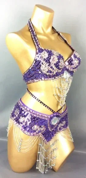 Beaded Sequins Wired bra+bottom